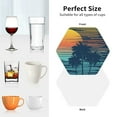 thumbnail image 6 of Honeii Palm Trees print Leather Coaster Set of 4, ideal for safeguarding your furniture from drinks spills and effortless cleanup-Hexagon, 6 of 6