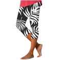 thumbnail image 6 of QATAINLAV Saving Sales Capri Leggings for Women Fashion Boho Palm Trees Print Cropped Leggings Milk Silk Soft Running Workout Yoga Pants Black L, 6 of 6