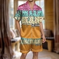 thumbnail image 2 of Yuncity Men Pajama Set 2 Piece Long Sleeve Ice Cream Button Down Shirt With Shorts Set Silk Satin Sleepwear Loungewear Soft Comfortable Breathable Pjs S-Xxxl, 2 of 4