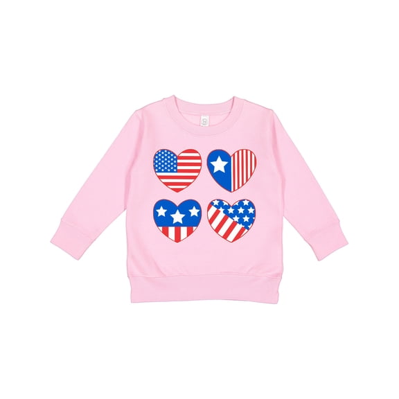 Inktastic Fourth of July American Flag Hearts Toddler Sweatshirt