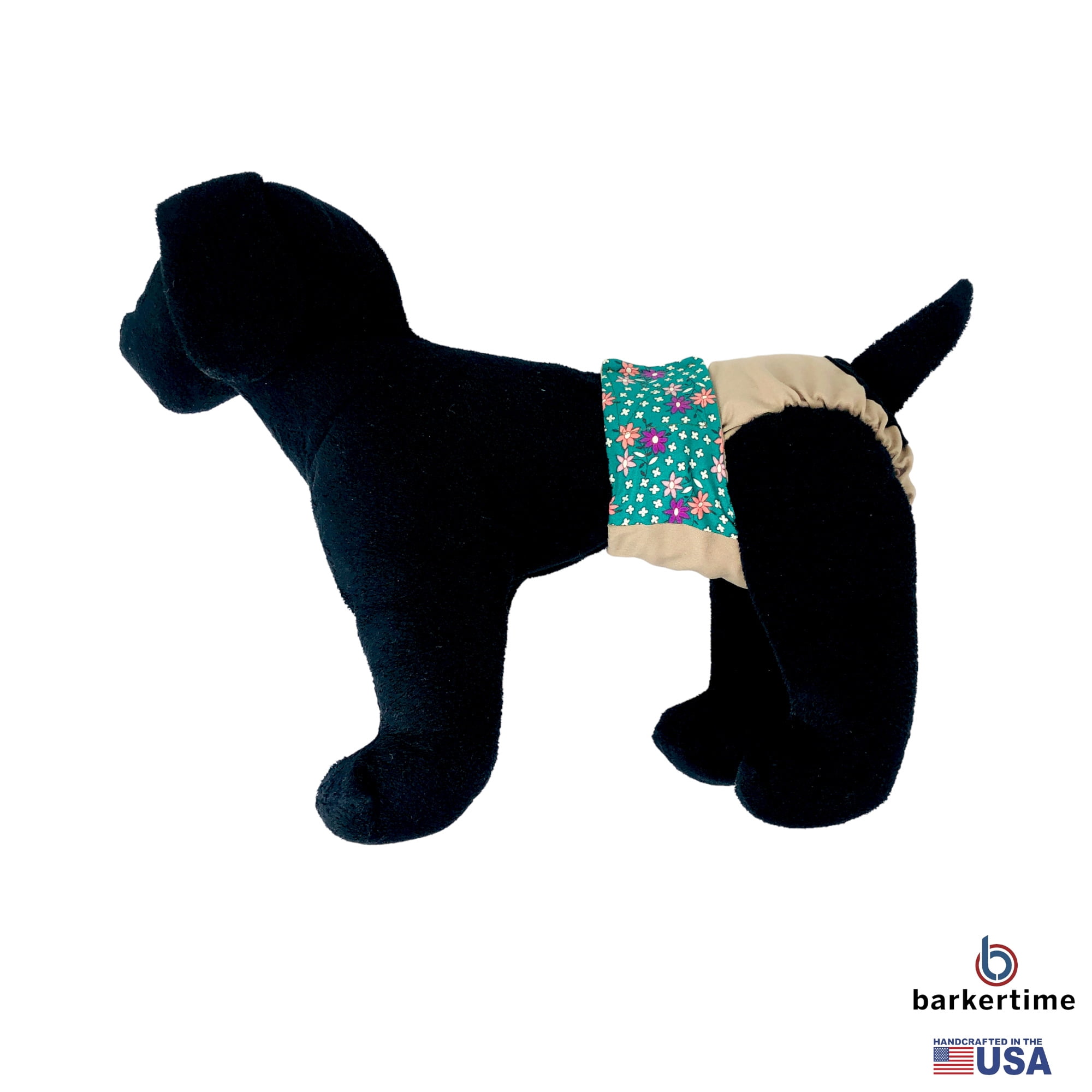 Barkertime Flowers Green on Brown Dog Diaper