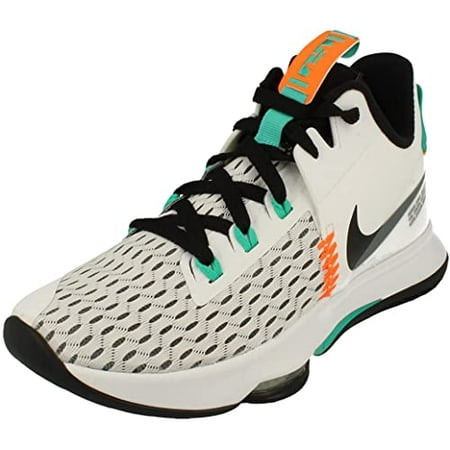 Nike Men's Lebron Witness V Basketball Shoe (White/Black-Clear Jade, Numeric_9_Point_5)