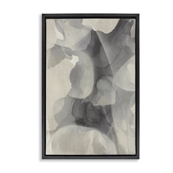 Stupell Industries Mottled Monochrome Abstract Black Framed Floater Canvas Wall Art, design by Kippi Leonard