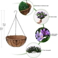 thumbnail image 5 of Artificial Flowers Hanging Basket for Outdoor Indoor, Fake Orchid Flowers in Coconut Lining Hanging Basket for Home Courtyard Decoration, 5 Branches Flowers in '' Basket(Blue), 5 of 5