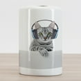 thumbnail image 2 of Music Ceramic Toothbrush Holder, Funny Short Hair Cat Listening to Headphones Kitten Animal Art Print, Decorative Versatile Countertop for Bathroom, 4.5" X 2.7", Grey White, by Ambesonne, 2 of 4
