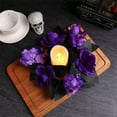 thumbnail image 5 of Purple Rose Candle Wreath Centerpiece - Gothic Halloween Table Decor Pre-Shaped Artificial Floral Ring Battery Tea Light Holder Accent(Purple), 5 of 7