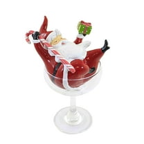 Christmas Cocktail Glass With Figurine Glass Candy Cane Beverage Tc01270 Santa
