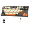 thumbnail image 2 of ZIYOULANG M88 Wireless Gaming Keyboard, Hot Swappable TKL Mechanical Keyboard, Bluetooth/2.4Ghz Dual Mode Connect, Type C/USB A 2-in-1 Receiver, 87 PBT Keycaps Red Switch for PC/MAC - Grey & Orange, 2 of 8