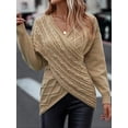 thumbnail image 2 of Suéter casual ajustado con cuello en V y jacquard cruzado de color sólido para otoño/invierno de Europa y Estados Unidos, 2 of 6