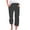 Black, variant on ShomPort Capri for Women Casual Striped Capris Drawstring Elastic Waist Cropped Pants with Pockets