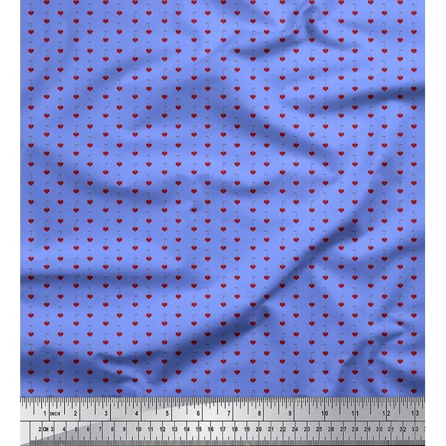 Soimoi Poly Georgette Fabric Heart Shirting Print Sewing Fabric Yard 42 Inch Wide