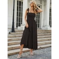 thumbnail image 4 of Deago Women's Summer Boho Spaghetti Strap Square Neck Ruffle Casual Flowy Long Beach Sun Dress Swing Party Maxi Dress (Black, 2XL), 4 of 9