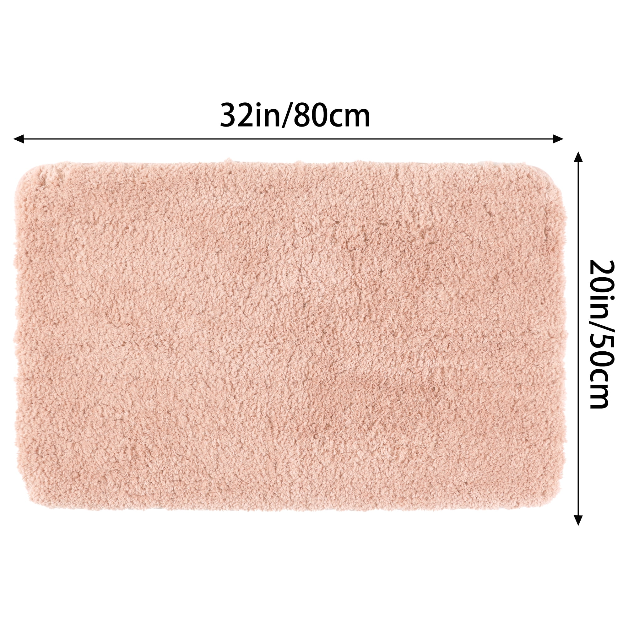 Unique Bargains 2 Pcs Extra Soft Thick Microfiber Non-Slip Plush Bath Mats Pink/White 20" x 32"