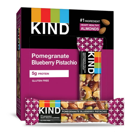 KIND Bars, Pomegranate Blueberry Pistashio + Antioxidants, Gluten Free, Low Sugar, 1.4oz, 12 (Best Low Sugar Snacks)