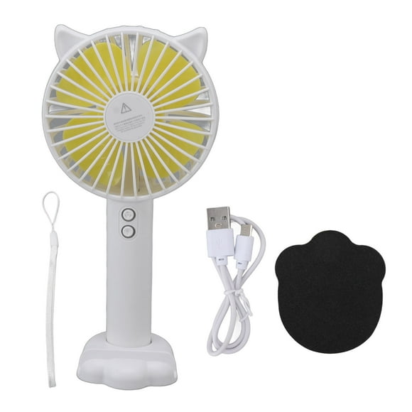 3-Speed Adjustable, Cute Design, Ideal for Travel, ABS & PC Build, White Portable USB Rechargeable Fan