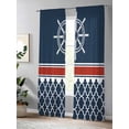 thumbnail image 4 of Sheer Curtains 96 Inches Long 2 Panels Set for Living Room, Navy Blue Coastal Semi Sheer Curtains for Windows, Nautical Ocean Sea Rudder Abstract Art Voile Window Treatments Rod Pocket Curtain, 4 of 7