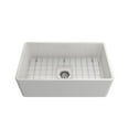 thumbnail image 4 of BOCCHI Classico Farmhouse Apron Front Fireclay 30 in. Single Bowl Kitchen Sink with Protective Bottom Grid and Strainer in White, 4 of 7
