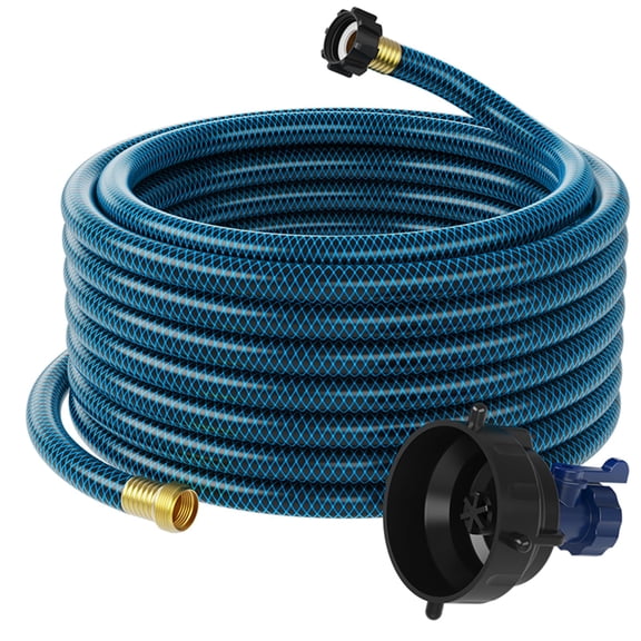 RVGUARD RV Sewer Hose Rinse Cap Kit, 10-Ft Gray/Black Water Hose, Rinse Cap with Water Flow Control Valve, Maximize Cleaning Area