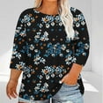 thumbnail image 3 of Women's Plus Size Shirts Casual Summer Short Sleeve T Shirts Fashion Spring Floral Printing Pullover Oversized Loose Crew Neck Blouses Tops 03#Black L, 3 of 5
