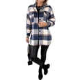thumbnail image 5 of Xuanfei Women Plaid Lapel Button Up Long Sleeve Mid-Long Wool Shacket Coat, 5 of 7
