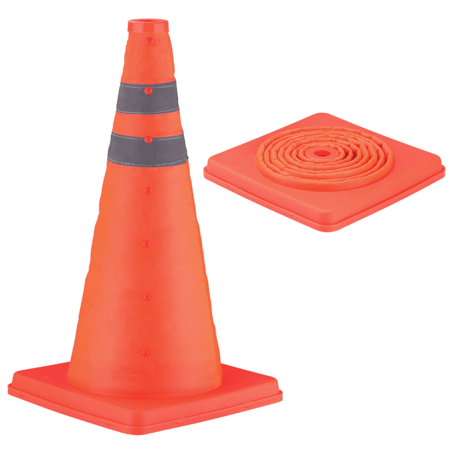 18'' Collapsible Traffic Cones, Multi Purpose Orange Cones with
