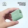 thumbnail image 3 of Powertek 20W USB-C + USB-A Wall Charger, Fast Charging Power Delivery Cube, Dual Port Compact Charger, Mint, 3 of 6