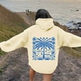 thumbnail image 6 of PUYAHG Womens Leisure Hoodies Top Floral Print Long Sleeve Hooded with Pockets Loose Fit Blouses for Ladies Beige,L, 6 of 7
