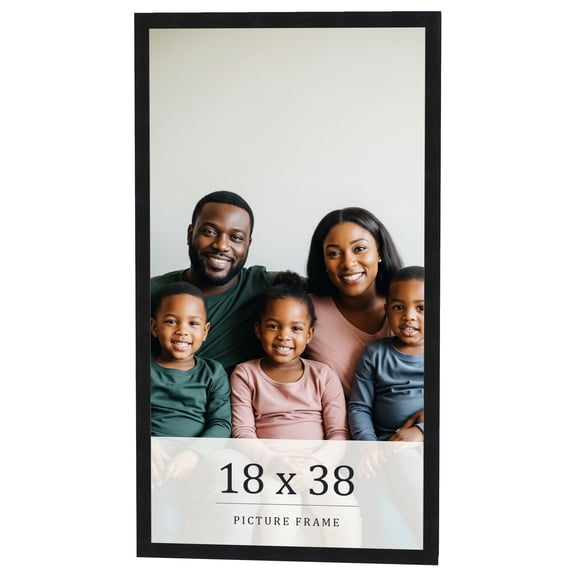 18x38 Frame Black Real Wood Picture Frame Width 0.75 inches | Interior Frame Depth 0.5 inches |