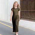 thumbnail image 2 of SNKSDGM Flower Girl Dresses for Wedding Girl's Short Sleeve Solid Color Loose Casual Long Maxi Dress with Pockets 12-24 Month Girls Holiday Dress Size 12/14, 2 of 4