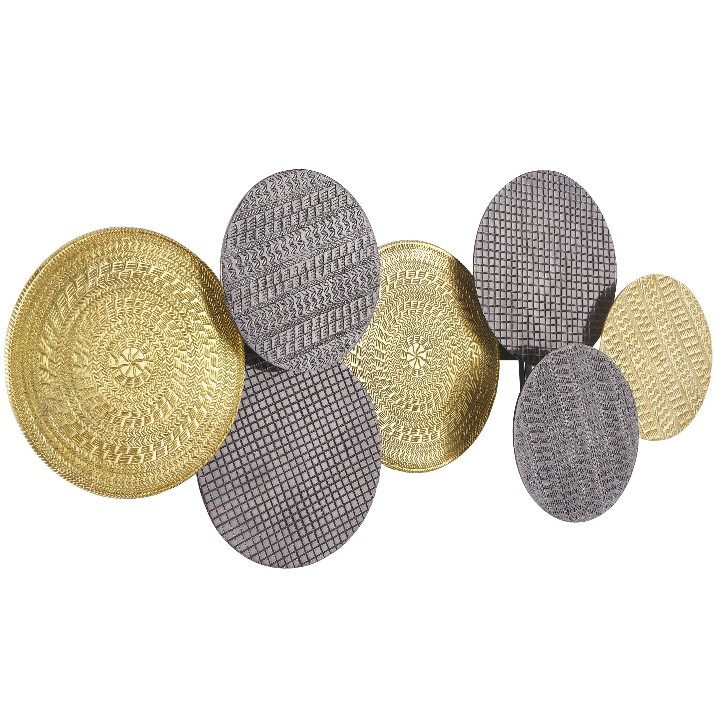 DecMode Gold Aluminum Tribal Plate Wall Decor with Textured Pattern
