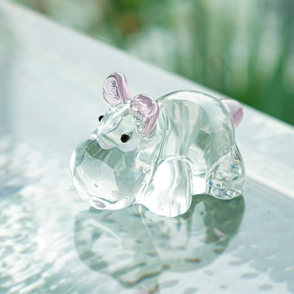 WYZCTTD 1PCS 2.8inch Crystal Hippopotamus Figurines Art Glass Hippo Animal Ornament for Home Decoration