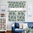thumbnail image 2 of Bees Kitchen Curtains Valances and Tiers Set of 3 Yellow Blue Leaves Bee Green Texture Tier Curtains and Valance with Rod Pocket for Small Windows, 27.5"x24", 2 of 9