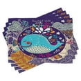 thumbnail image 1 of Ambesonne Whale Place Mats Set of 4, Bubble Waves Starfish, Standard Size, Purple Aqua, 1 of 6