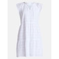 thumbnail image 6 of Time and Tru Women's Eyelet Embroidery Cotton Mini Dress with Flutter Sleeves, Sizes XS-XXXL, 6 of 6