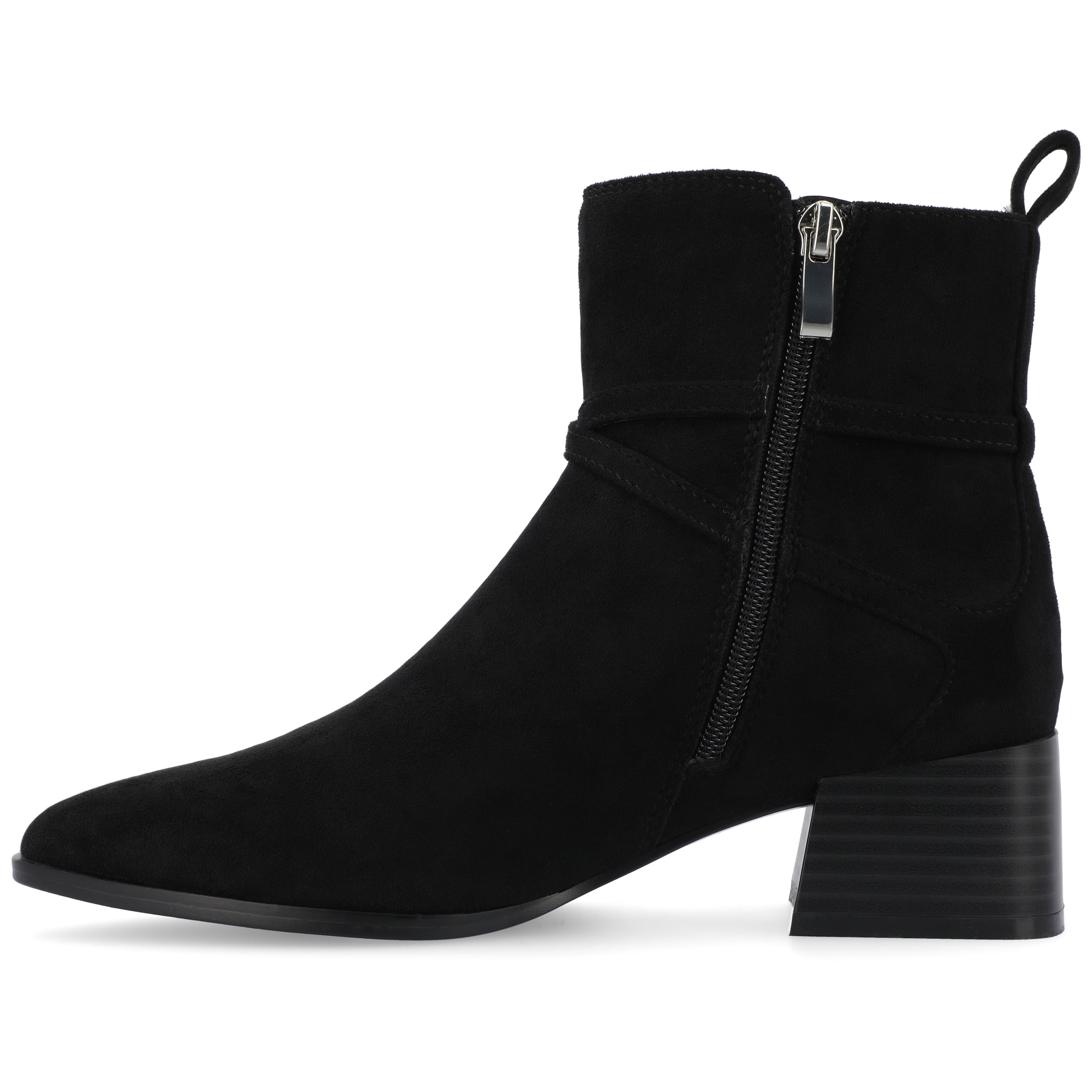 Journee Womens Estelle Stacked Heel Pointed Toe Booties, Widths Available