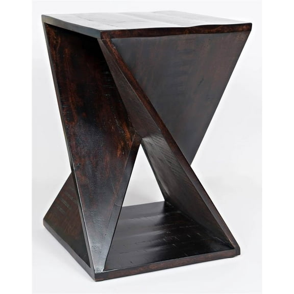 Jofran Global Archive Jasper Solid Wood Rustic Modern Angled Accent End Table