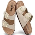 thumbnail image 2 of GETAC CHANCLAS MUJER, SANDALIAS HOMBRE con Plantilla de corcho Suela Antiderrapante EVA PANTUNFLAS Unisex, Broche hebilla con Correas ajustables Cómodas estilo casuales playa.,Café, 2 of 13