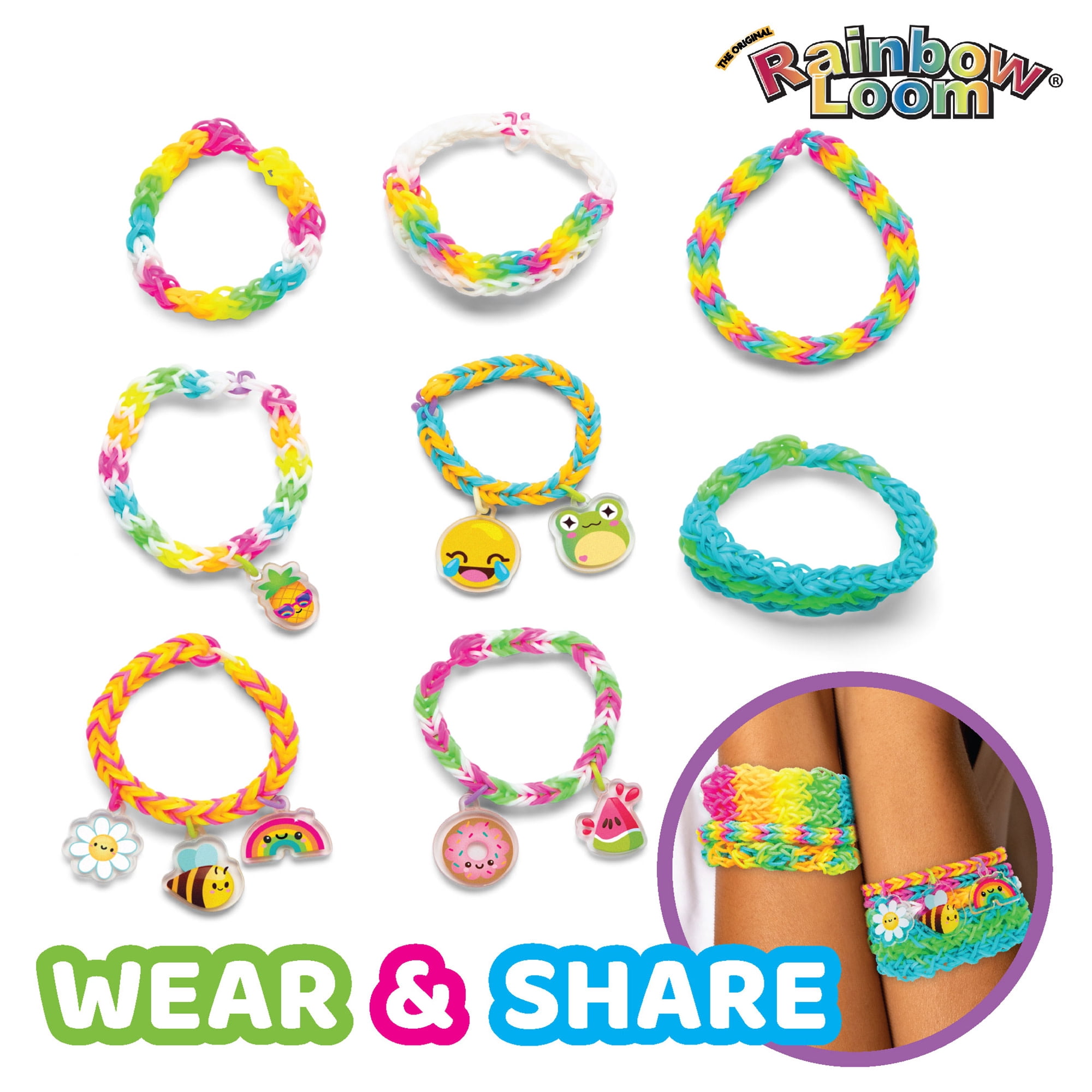 Rainbow Loom: Mega Mighty Loom - Rubber Band Jewelry Craft Kit, Large Loom Set for Intricate Bracelet Designs w/ Cute-tique Charms-Hooks-Clips, Kid 6+