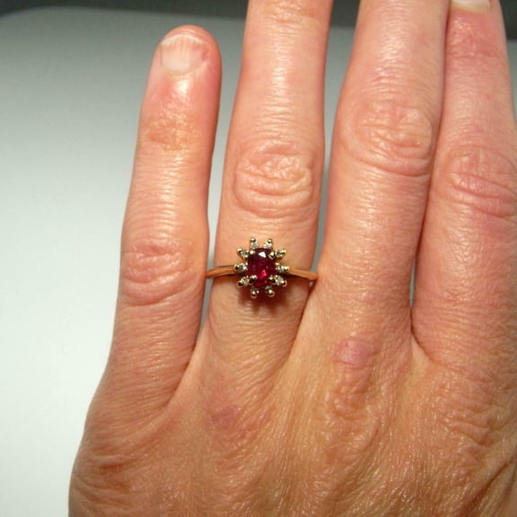 HeartsAndYou 2ct Oval Natural Pink Ruby & Diamond Halo Solitaire Ring 14k SOLID Yellow Gold