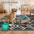 thumbnail image 4 of ODIKA 6'x9' Ultra-Soft Area Rug, Lattice Distressed Border Skid Hallway Checkered Geometric Boho Playful None Washable, Bare feet friendly, Silk-Touch for Guest Room, Bedroom, 4 of 7