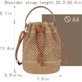 thumbnail image 3 of Small Drawstring Shoulder Bag Straw Weave Handbag Summer Beach Purse, 3 of 4