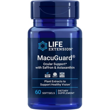 Life Extension MacuGuard Ocular Support with Saffron & Astaxanthin – Eye Health Supplement for Healthy Vision – with lutein, zeaxanthin, meso-zeaxanthin – Gluten-free, Non-GMO, 1-Daily – 60 softgels