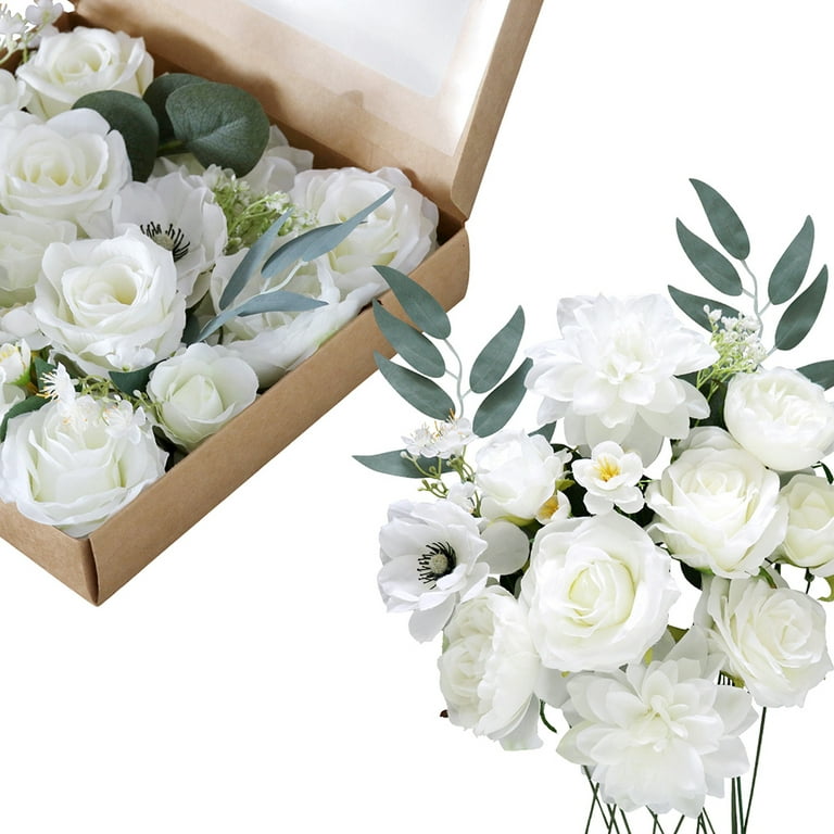 Personalised Photo Gifts Artificial Flowers White Silk Roses