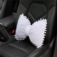 thumbnail image 4 of Almohada de lazo para reposacabezas de coche, almohada lumbar decorativa de felpa para el cuello con pompones Púrpura, 4 of 9