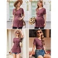 thumbnail image 2 of Ekouaer Maternity Tops Short Sleeve Pregnancy Shirts Tee Tunic Casual T Shirt Ribbed Knit Pregnant Clothes Wine Red M Wine Red M, 2 of 5