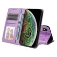 thumbnail image 4 of Cutyskin Case for iPhone XS, iPhone X,Wallet Case,PU Leather Flip,Kickstand,Double Magnetic Clasp,Embossed Mandala Flower Lanyard Protective PU Leather Cover For iPhone X/XS, Purple, 4 of 12