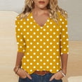 thumbnail image 2 of CONZONE Womens Summer T-Shirts 3/4 Sleeve T Shirts for Women Casual V Neck Dot Graphic Lightweight Tees Soft Cozy Dailywear, 2 of 4