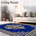 thumbnail image 2 of ODIKA 6' x 9' Machine Washable Non-Slip Area Rug, Baroque Fleur-de-lis High Traffic Rug, Blue, 540961, 2 of 7
