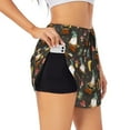 thumbnail image 3 of Lsque Gnome Insect Frog Printed Women's Running Shorts with Liner Pockets,Elastic Quick Dry Workout Athletic Gym Yoga Shorts,Womens High Waist Shorts-XX-Large, 3 of 9