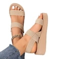 thumbnail image 5 of Rvasteizo Women Casual Shoes Solid Round Toe Open Toe Elastic Strap Thick Sole Wedge Plus Size Layout, 5 of 5